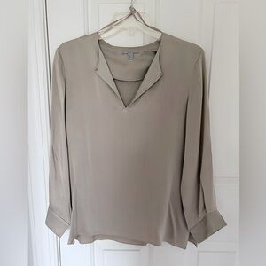COS Taupe Keyhole-Detailed 100% Silk Blouse Sz 4